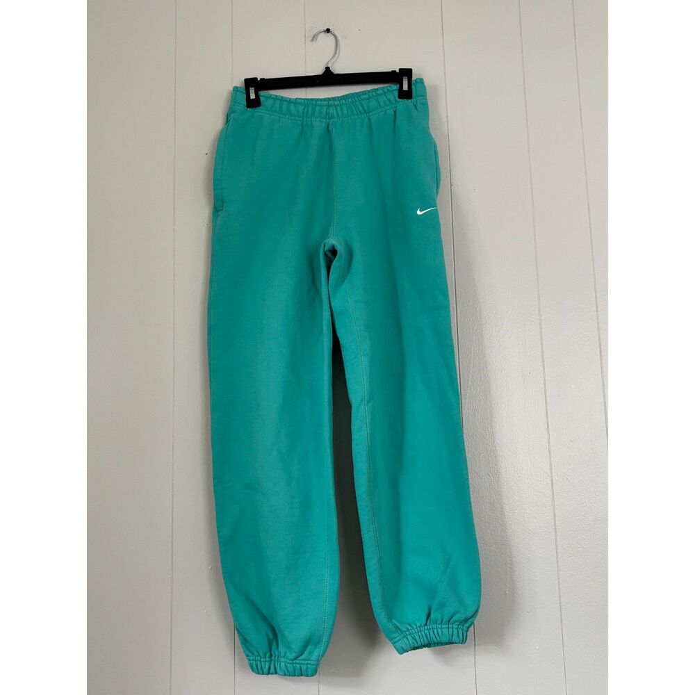 Nike Fleece Joggers XS Teal Green Single Swoosh Women's Sweatpants Zip Pockets